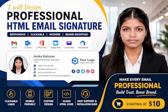 design professional email signature, outlook signature and clickable