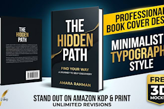 do minimalist and typography book cover design with 3d mockup
