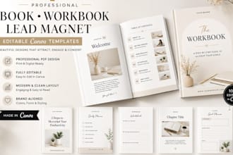 design professional lead magnet, ebook, workbook and canva template