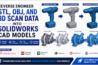 reverse engineer stl, obj, and 3d scan data into solidworks cad models