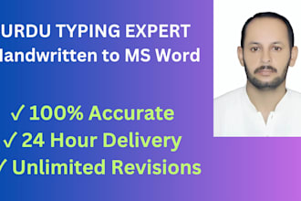 do urdu typing, handwritten notes to word excel data entry