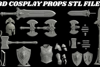 sculpt custom 3d cosplay weapon 3d sword, 3d helmet cosplay props stl file print