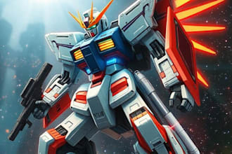 create retro mecha or scifi gundam art