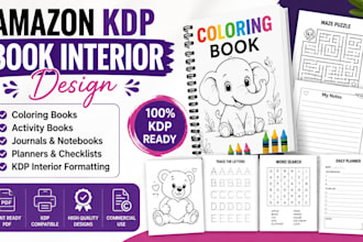 create amazon KDP coloring books,activity books  interiors