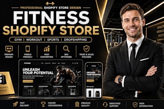 design fitness shopify store gym workout sport dropshipping store website