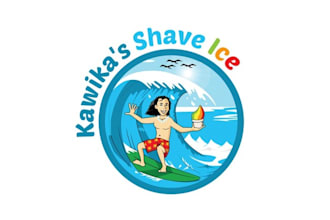 design mascot wave logo for shave ice company