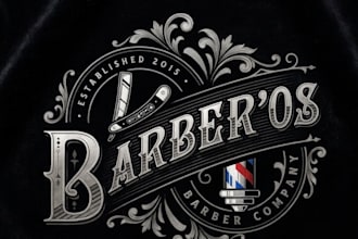 design vintage, emblem, stamp, badge and barber shop logo