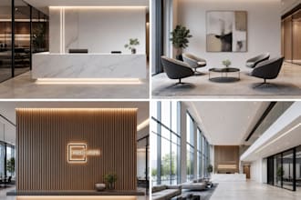 create interior design 3d rendering  3d visualization for reception office