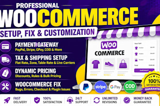 fix and set up woocommerce payment gateway, taxes, shipping, and dynamic pricing