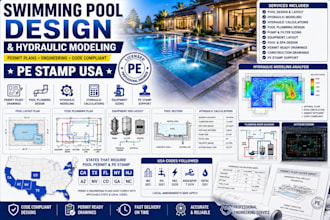 create swimming pool design and hydraulic modeling permit plans with pe stamp US