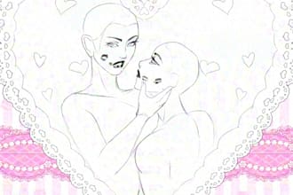 make two characters of your choice into a sweet heart pose