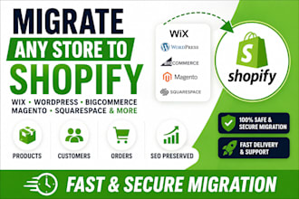 migrate wix, wordpress, bigcommerce, magento to shopify store
