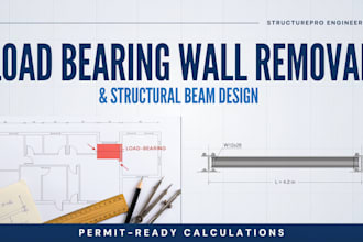 provide structural beam design and calculations for load bearing wall removal