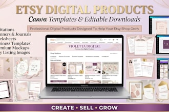create etsy digital products, canva templates and invitation designs