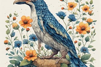hand paint scientific watercolor animal illustrations