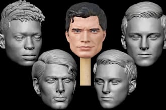 sculpt realistic 3d head model 3d printable character 2d to 3d head model