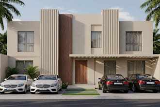 design modern ksa villas, private house exterior render, interior visualization