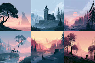 create a landscape and urban vector art illustration