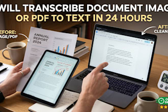 transcribe document PDF or image to text in 24 hours
