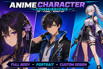 draw anime character commission, oc illustration, full body manga style art