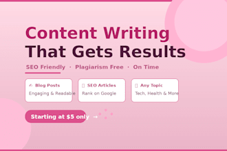 write SEO friendly blog posts and articles in english
