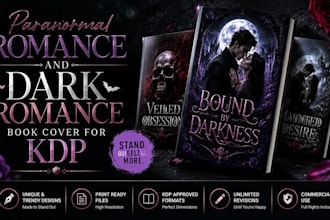 design a paranormal romance  dark romance book cover for KDP