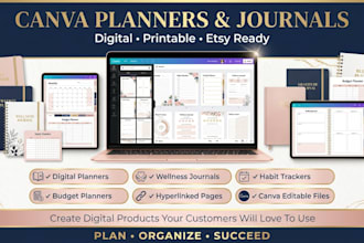create canva planners, journals and trackers for etsy and digital products