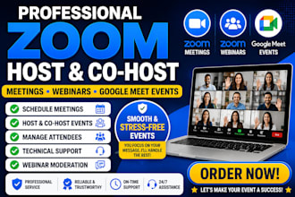 do virtual assistant, schedule, host your zoom meetings cohost webcam meeting