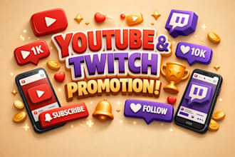 promote youtube channel, twitch channel promotion, views, subscribers, followers