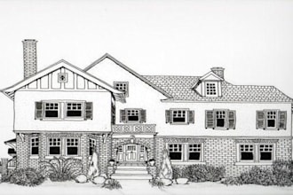 draw detailed architectural sketch, city street and urban illustration