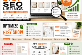 write SEO etsy titles tags and product descriptions