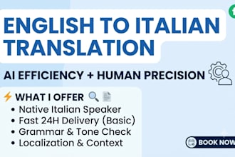 translate and proofread english to italian with ai and human touch
