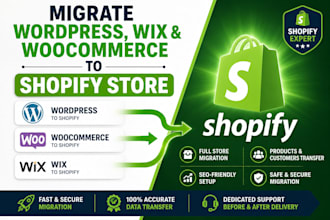 migrate wordpress to shopify, woocommerce to shopify store, wix to shopify