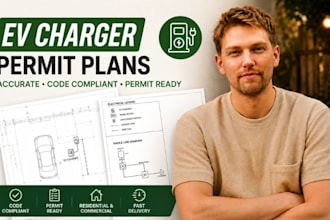 ev charger permit plans USA, ev charging station drawings, electrical cad pro