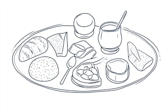 create simple line art food and drink illustrations