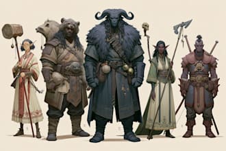 do group party character art, dnd party