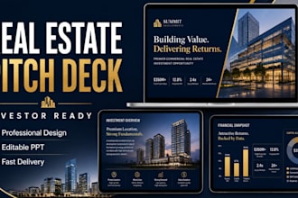 design real estate pitch deck, property sales deck and investor presentation