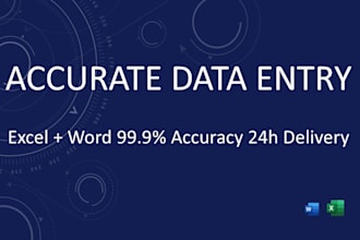 do PDF to excel word data entry with 24h delivery