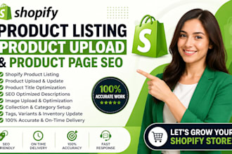 do shopify product listing, product upload and product page SEO