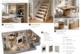 interior design architecture 3d rendering small apartment storage solutions