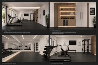 create interior architecture 3d model garage gym interior design rendering