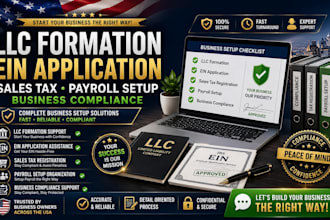 do llc formation, ein application, sales tax, payroll setup, business compliance