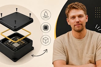 pcb enclosure cad, waterproof electronics housing, esp32 case, product cad