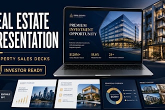 design marketing pitch, real estate presentation and property sales presentation