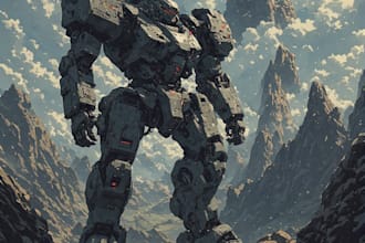 draw amazing character mecha robot illustration