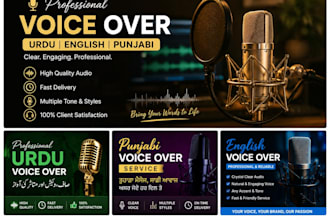 record a professional urdu, punjabi, and english voice over