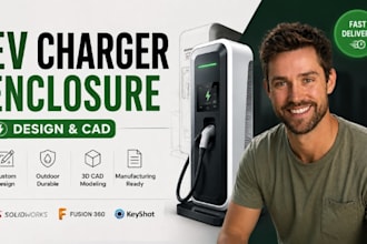 design ev charger enclosure, 3d ev charging station cad, outdoor housing
