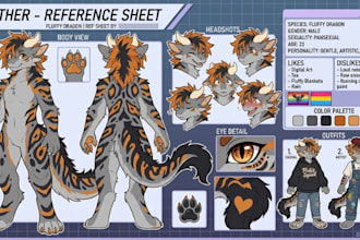 draw furry reference sheet fursona sheet furry pfp headshot anthro character oc