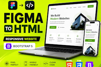 convert figma or PSD to responsive HTML CSS bootstrap website