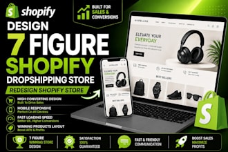 design 7 figure shopify dropshipping store, wix redesign shopify store